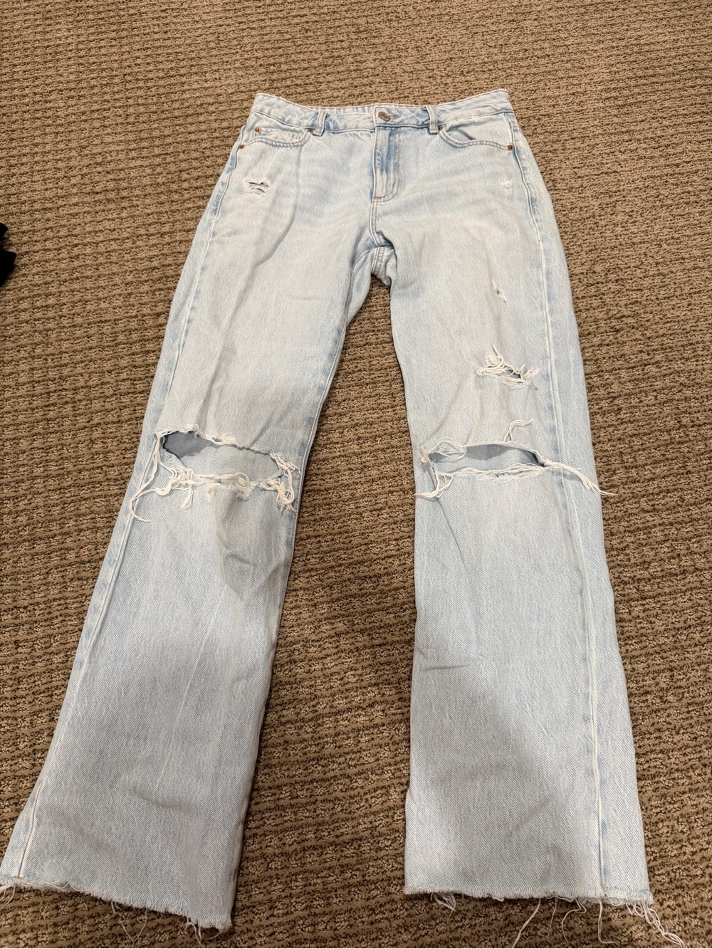 Garage Light Wash Distressed Flare Jeans